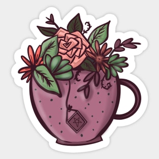 Floral Tea Cup Sticker